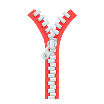Hand Drawn Red Zipper Clipart Isolated on Transparent Background