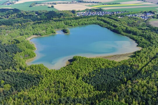 Aerial view of mountain lakes in the Dammer Mountains in the district of Vechta, Dammer Bergsee, Oldenburger M&uuml;nsterland, Damme, Lower Saxony, Germany