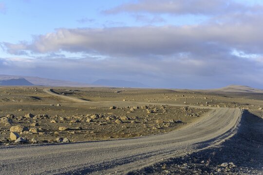 Kjalvegur track (F35) leads through a desert-like plateau, Su&eth;urland, Iceland
