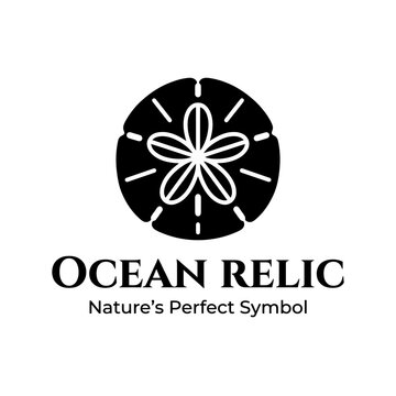 Ocean relic sand dollar icon for coastal branding.