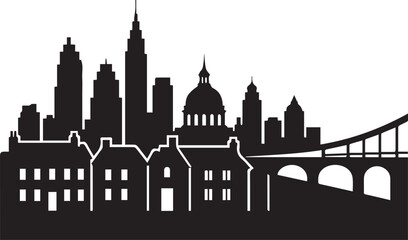 Fototapeta premium Architectural Silhouettes Black and White Vector Collection