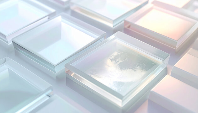 Stacked Transparent Plastic Containers.