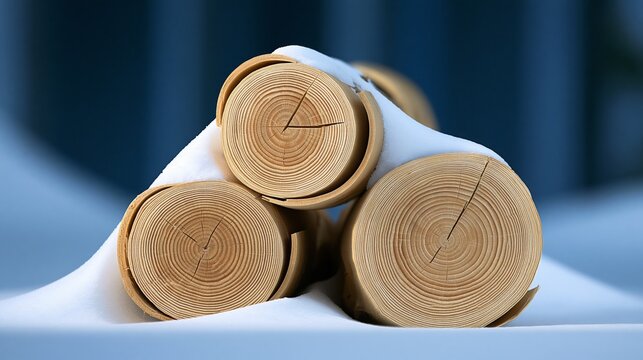 Three rolled bamboo mats with intricate designs resting on a soft surface.