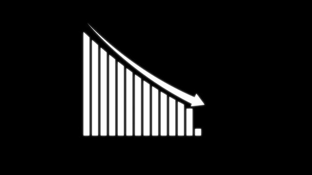 Business graph. loss graph direction. damage business graph. white colour down business graph icon. business or finance concept icon animation.
