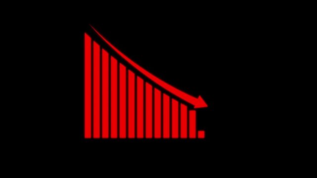 Business graph. loss graph direction. damage business graph. red colour down business graph icon. business or finance concept icon animation.