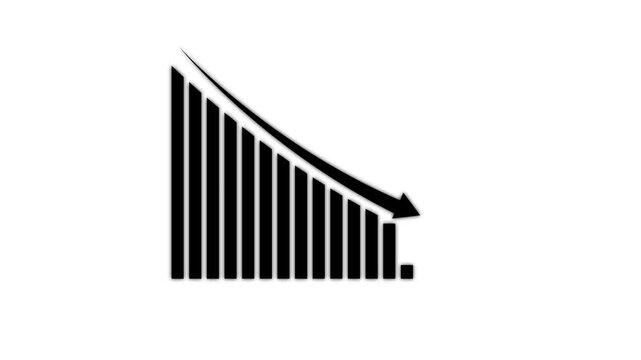 Business graph. loss graph direction. damage business graph. black colour down business graph icon. business or finance concept icon animation.