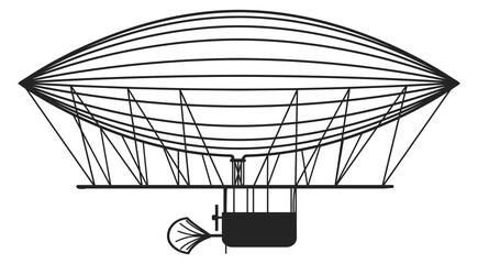 Retro airship icon. Vintage flying basket transport © vectortatu