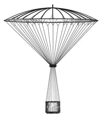 Vintage roped airship. Voyage symbol. Sky travel © vectortatu