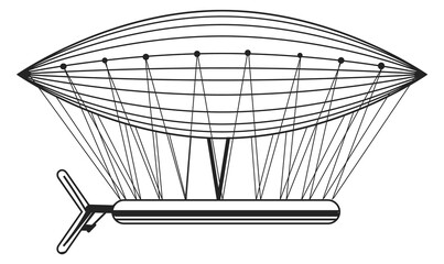 Retro air transport engraving. Flying journey sketch © vectortatu