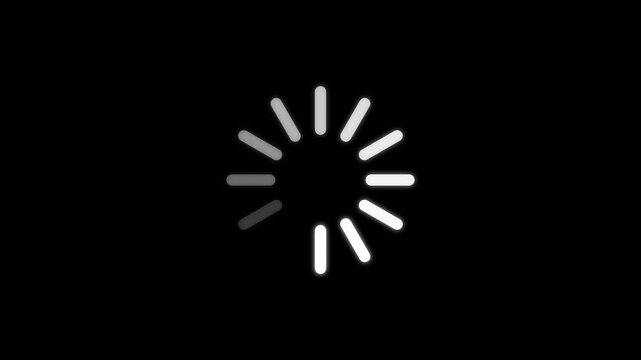 Loading spinner animation isolated on black background, buffering screen motion graphics animation.
