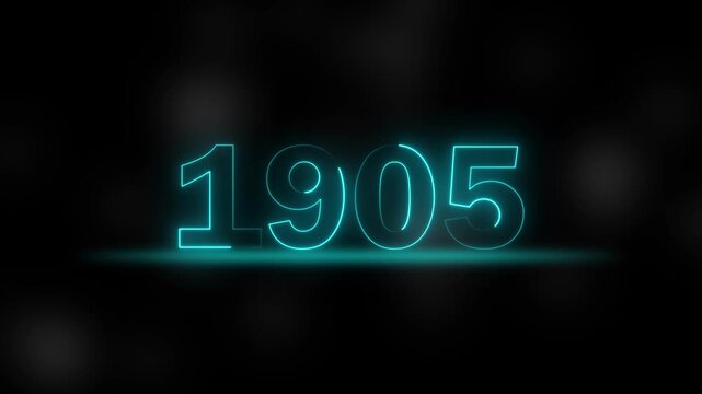 glowing neon cyan numbers 1905 on dark background with reflection. abstract digital display showing number 1905 in futuristic style.