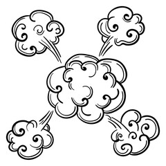 Steam cloud comic sketch. Cartoon boom effect © vectortatu