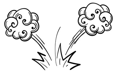 Explosion smoke clouds sketch. Cartoon boom effect © vectortatu