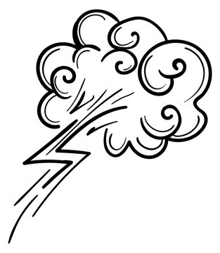 Smoke cloud line icon. Comic gas air effect