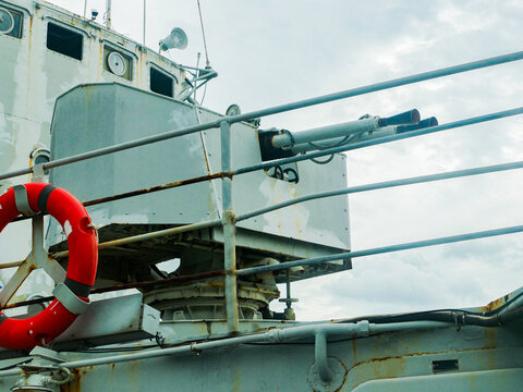 Naval Gun Turret on Warship Deck