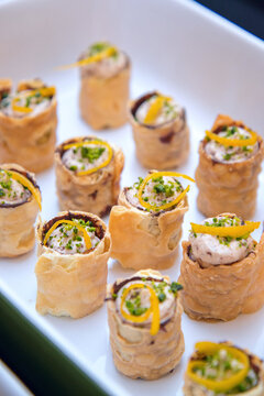 Savory Puff Pastry Appetizers with Cream and Herbs