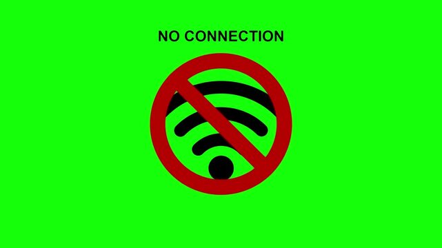 No wi-fi signal. No Wi-Fi Connection Signal Prohibition Sign on Green Screen