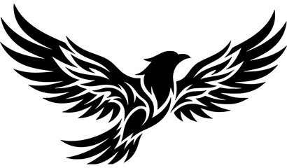 Obraz premium Dynamic Tribal Bird Flying Emblem Vector Illustration
