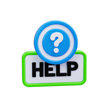 Help button 3d render icons