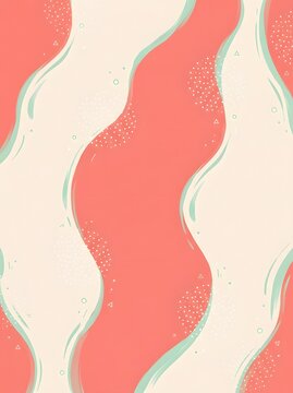 Repeating coral and cream wavy pattern with teal background, for poster banners, brochure or flyer