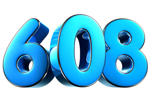 Blue number 608 3d illustration. Advertising signs. Product design. Product sales
