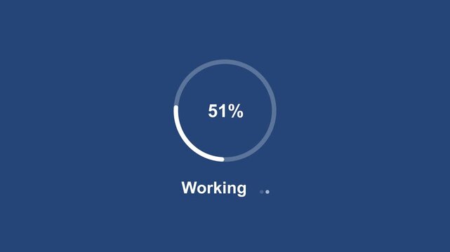 Minimalist circular progress bar animation featuring incremental percentage loading from twenty-one to eighty-one percent with a clean blue background, for modern software, interface and digital ui