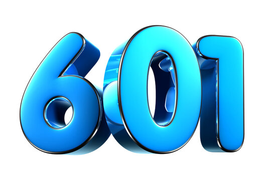 Blue number 601 3d illustration. Advertising signs. Product design. Product sales