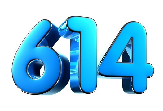 Blue number 614 3d illustration. Advertising signs. Product design. Product sales