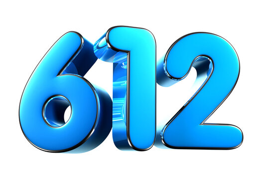 Blue number 612 3d illustration. Advertising signs. Product design. Product sales
