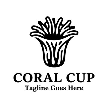 Stylized coral reef cup logo for marine brands.
