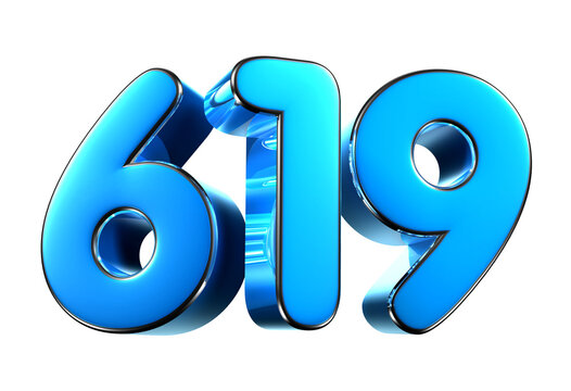 Blue number 619 3d illustration. Advertising signs. Product design. Product sales