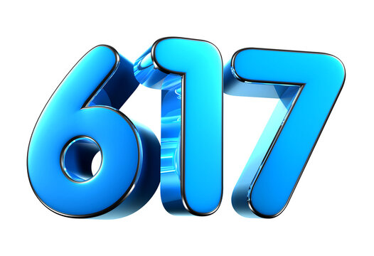Blue number 617 3d illustration. Advertising signs. Product design. Product sales