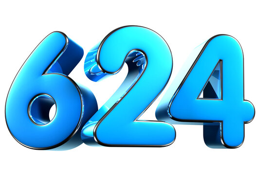 Blue number 624 3d illustration. Advertising signs. Product design. Product sales