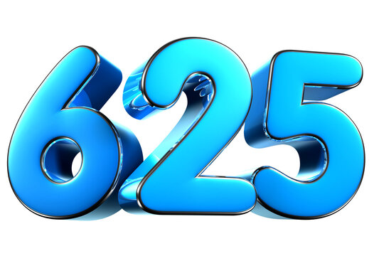 Blue number 625 3d illustration. Advertising signs. Product design. Product sales