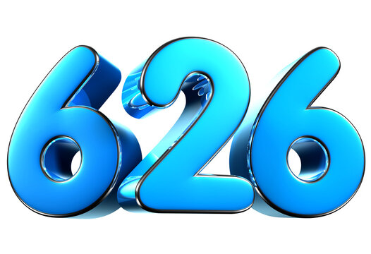Blue number 626 3d illustration. Advertising signs. Product design. Product sales