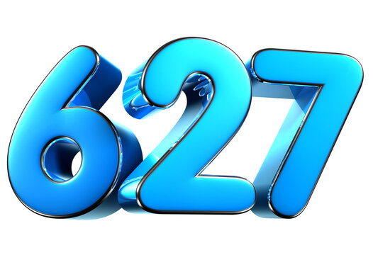 Blue number 627 3d illustration. Advertising signs. Product design. Product sales
