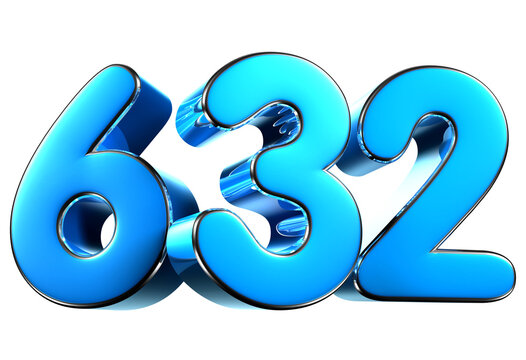Blue number 632 3d illustration. Advertising signs. Product design. Product sales