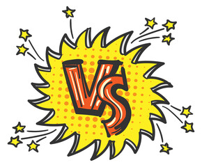 Fight duel drawing. Vs logo color sketch © vectortatu
