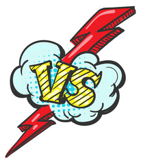 Fight logo. Vs with red lightning bolt in comic style © vectortatu
