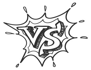 Battle logo sketch. Versus drawing in manga style © vectortatu