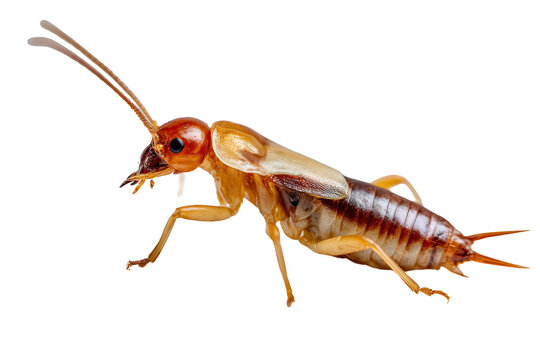 Winged termite isolated in side profile on white