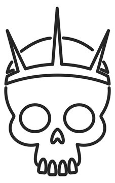 Skull king head line icon. Death symbol
