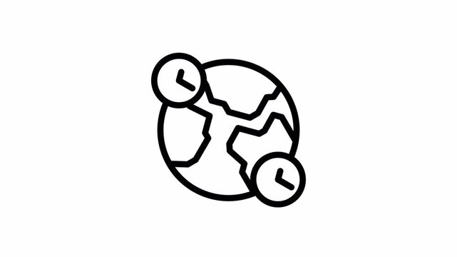 world clock minimalist stroke animation