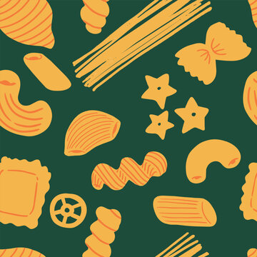 Italian Pasta Seamless Vector Pattern Background