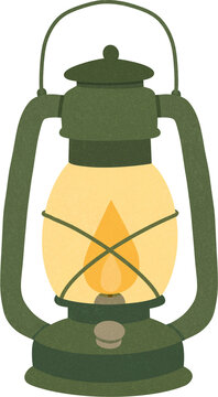Vintage camping lantern or oil lamp vector illustration