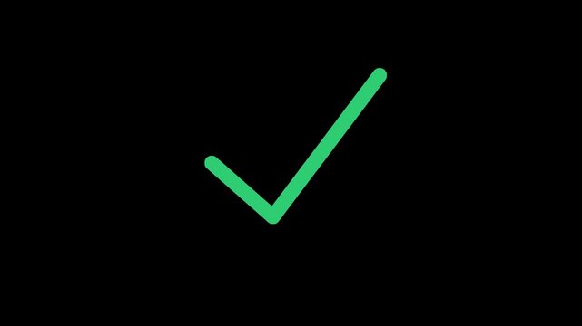 Green checkmark icon animation on black background.