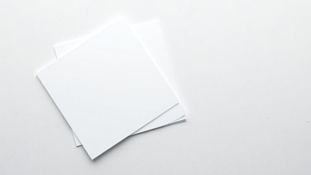 Two square white paper sheets stacked on a flat surface