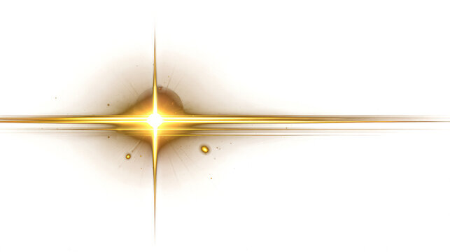 Bright golden star flare with crossing light beams