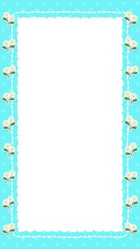 Torn Paper Notebook Frame Loop in Blue With Flowers