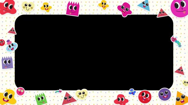 Colorful Cute Character Stickers Frame Border Animation Loop